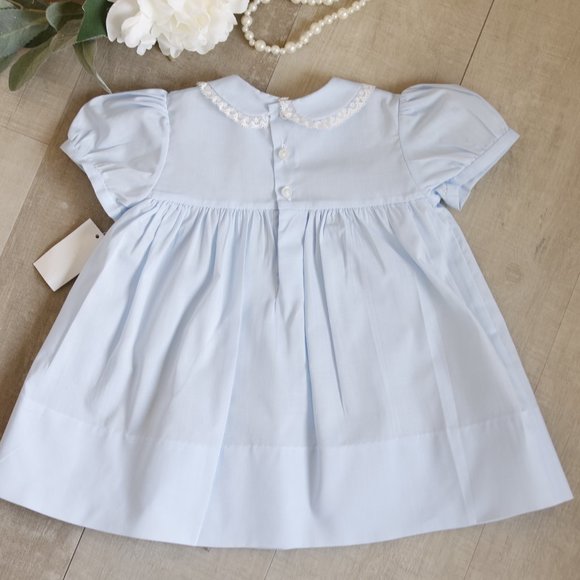 Blue Heirloom Dress Bunny Embroidery Lace Spring Portrait Feltman Brothers NWT - Picture 5 of 7